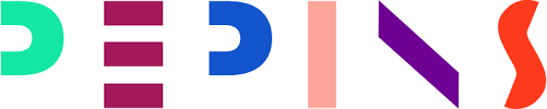 Pepins har en mångfärgad logotype